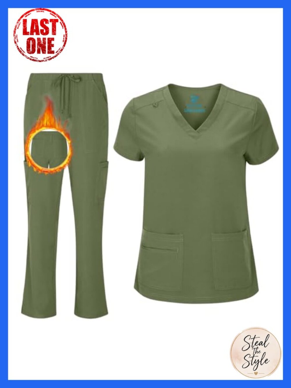 Cool Stretch V-Neck Scrub Set Top Cargo Pant Medical Uniform